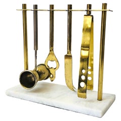 Retro Marble and Brass Hanging Bar Tool Set