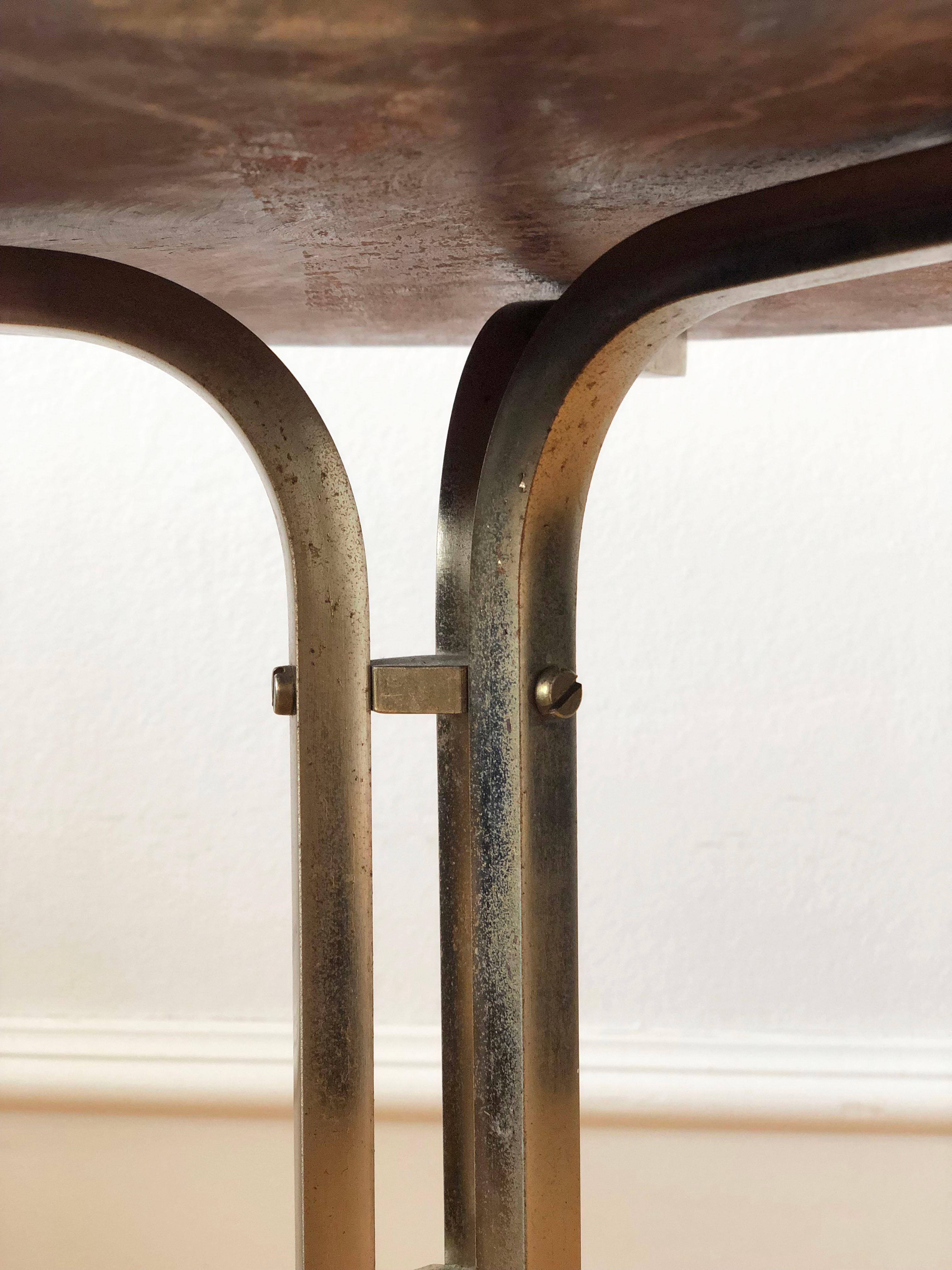 Italian Vintage Marble and Brass Side Table Italy For Sale