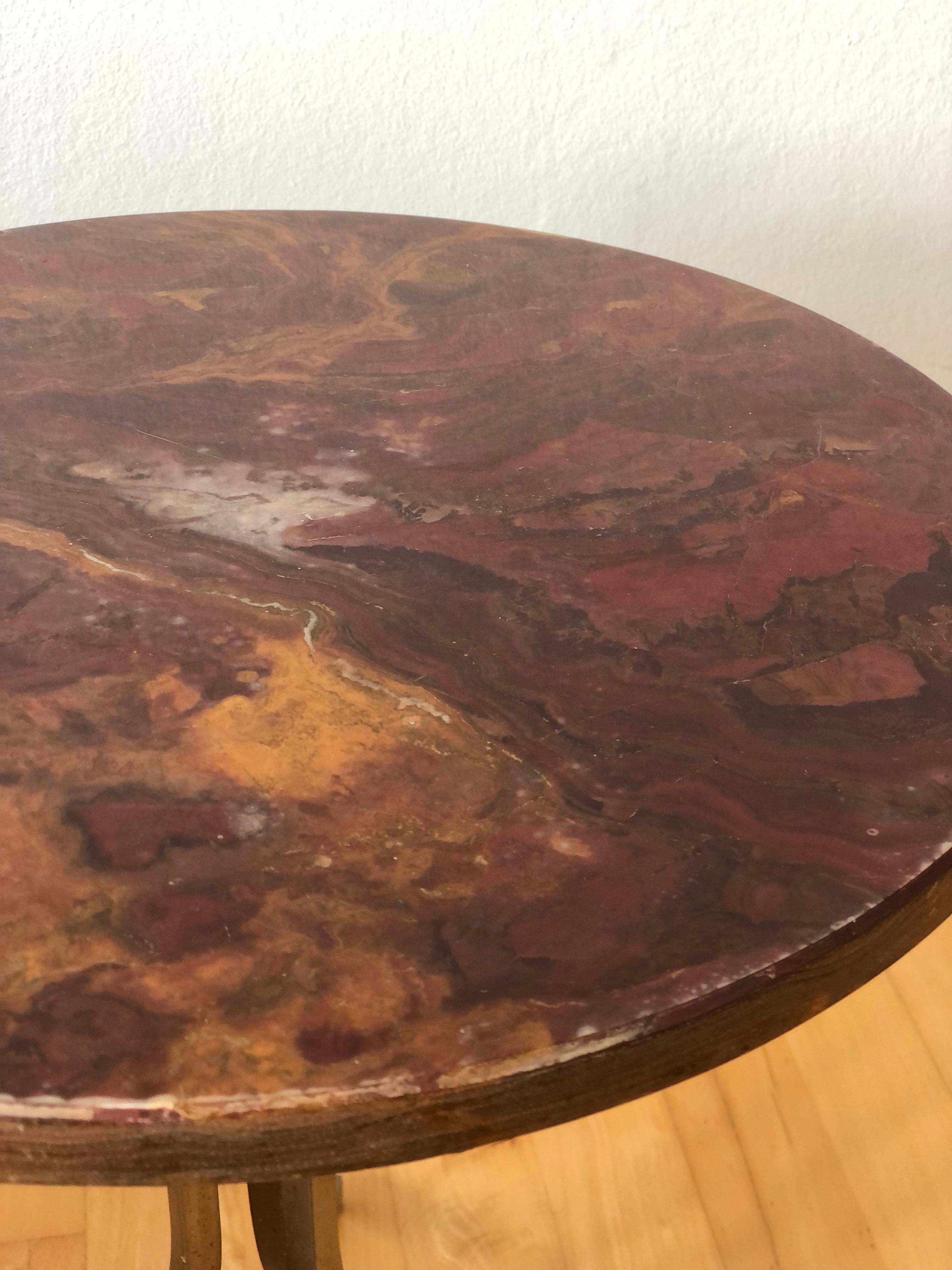 Mid-20th Century Vintage Marble and Brass Side Table Italy For Sale