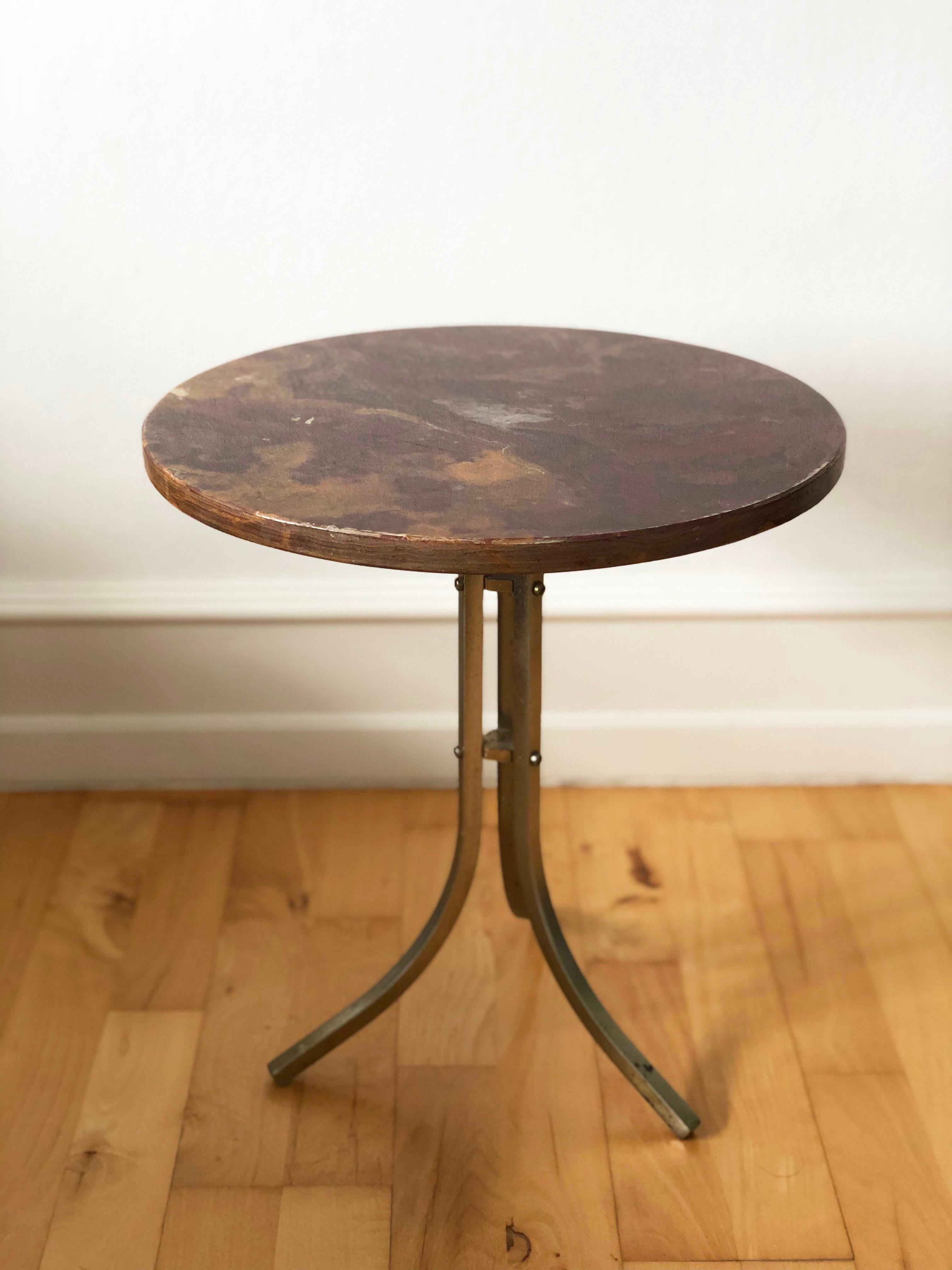 Vintage Marble and Brass Side Table Italy For Sale 2