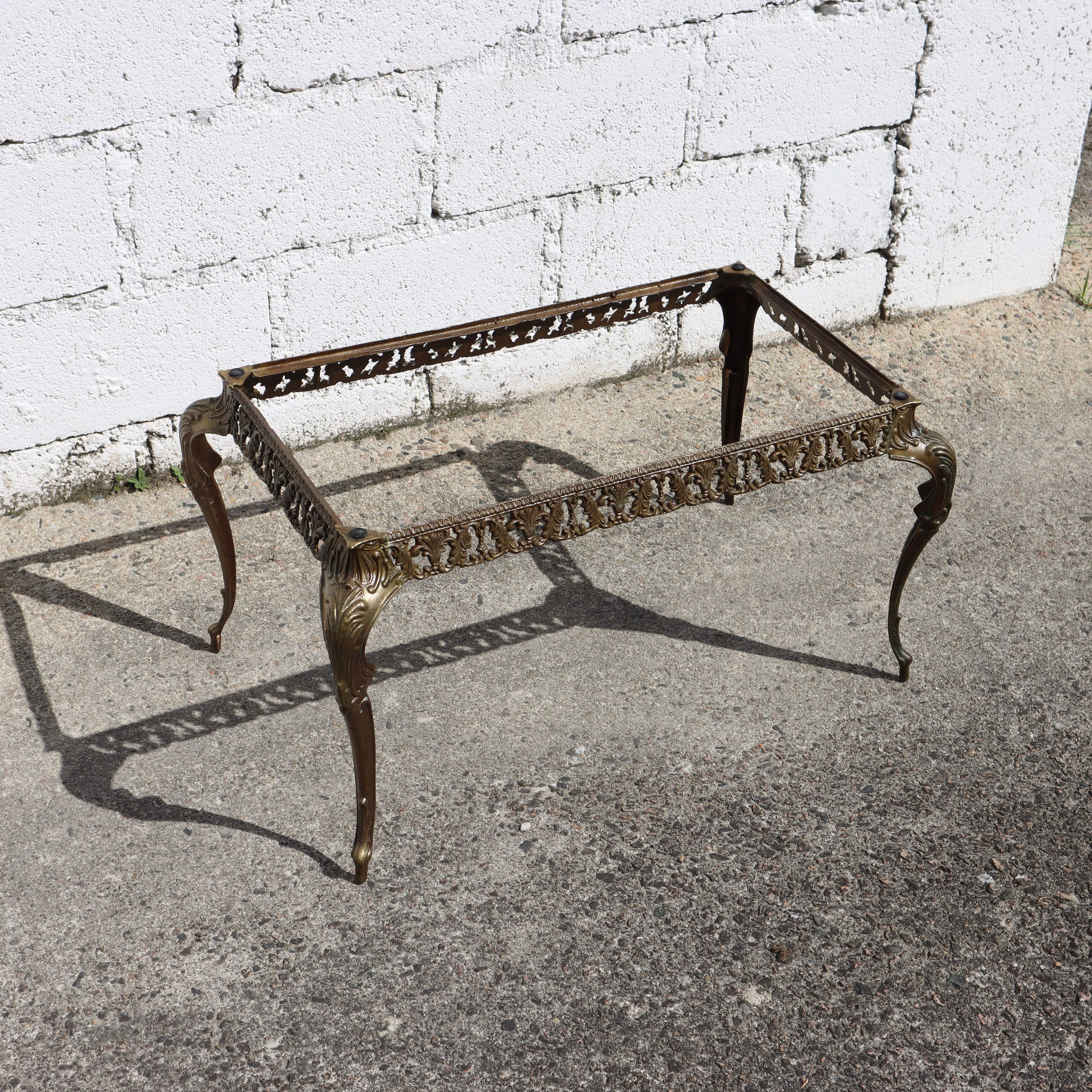 Vintage Marble and Bronze Coffee Table-Lounge Table-Baroque Style-60s For Sale 10