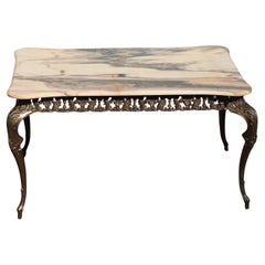 Vintage Marble and Bronze Coffee Table-Lounge Table-Baroque Style-60s