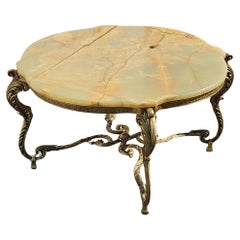 Vintage Marble and Bronze Coffee Table- Marble Lounge Table-Style Louis XV-60s