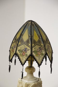 Vintage Marble and Glass Table Lamp