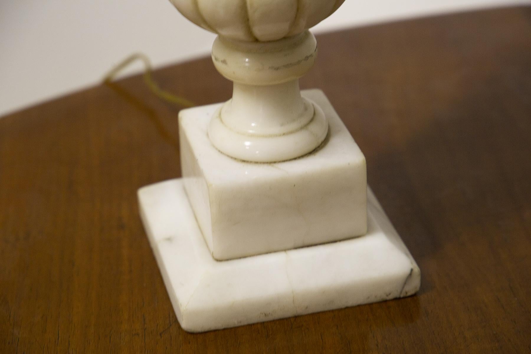 Italian Vintage Marble and Glass Table Lamp For Sale