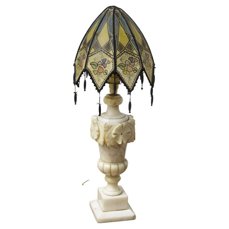Vintage Marble and Glass Table Lamp For Sale at 1stDibs