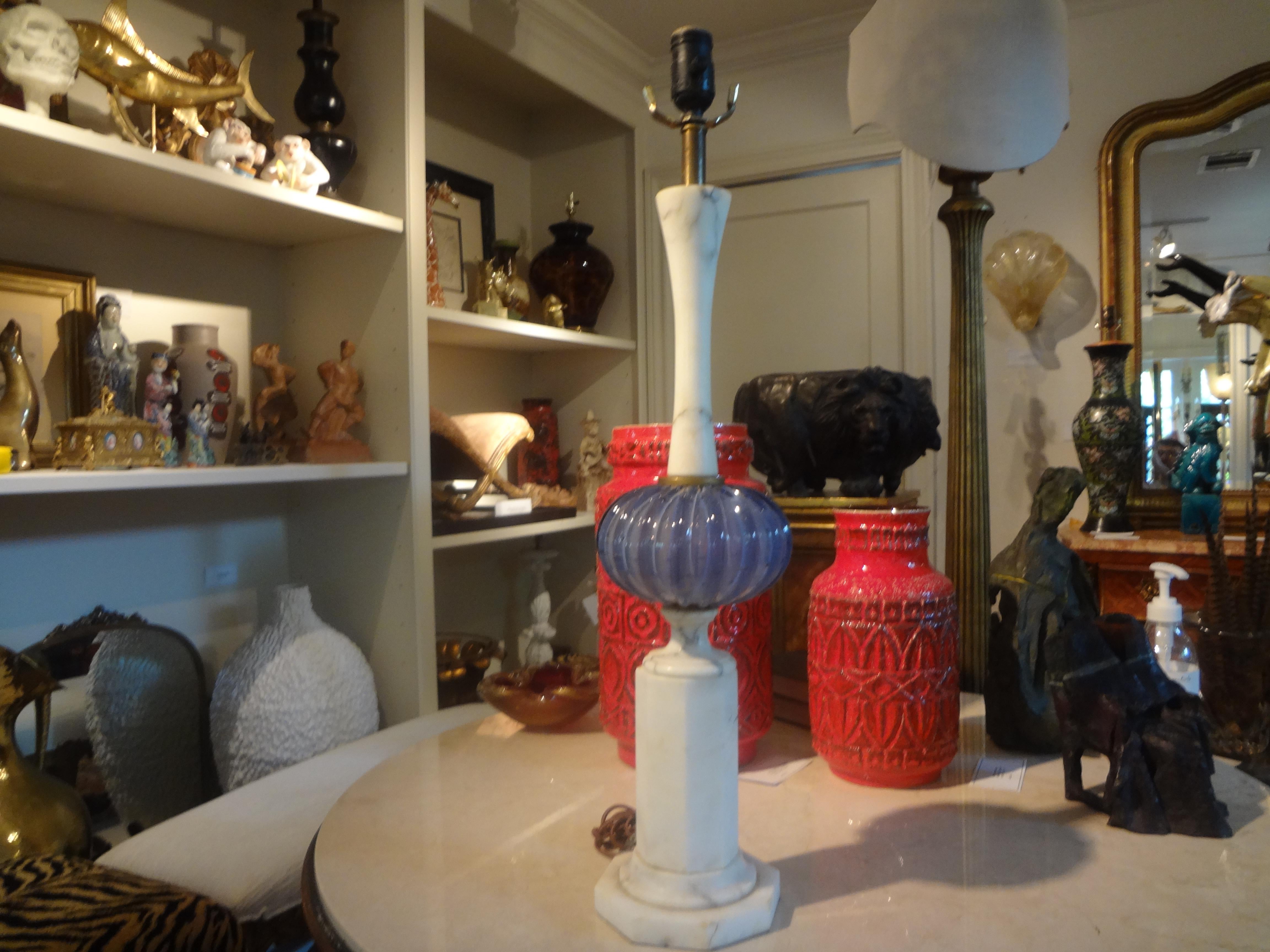 Lampe vintage en marbre et verre de Murano par Marbro 3