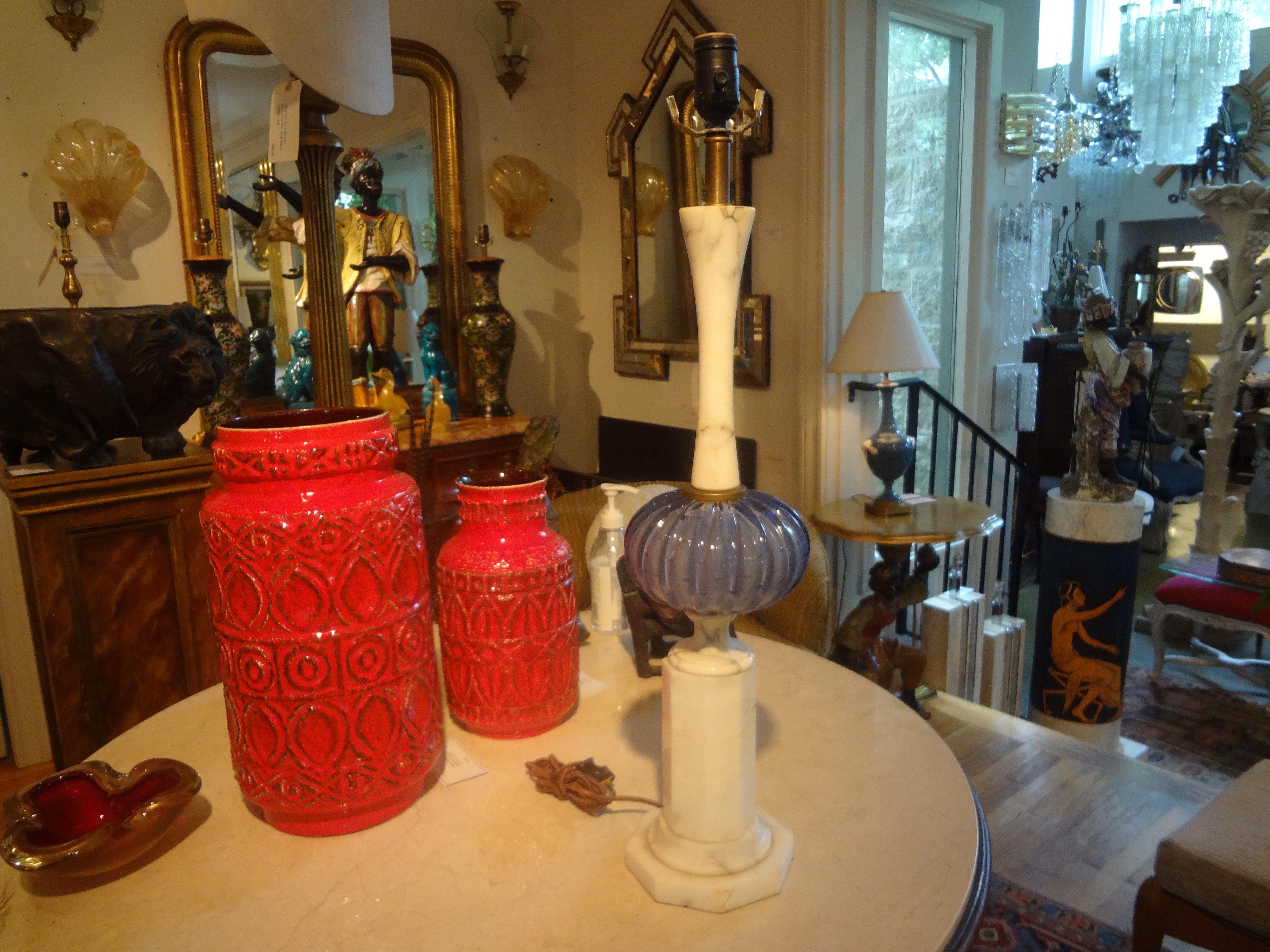 Lampe vintage en marbre et verre de Murano par Marbro 2