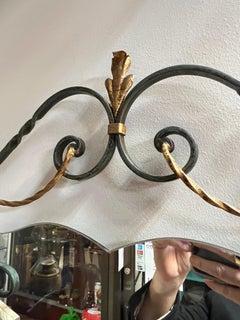 Vintage Marble and Patinated Iron Console Mirror and Table