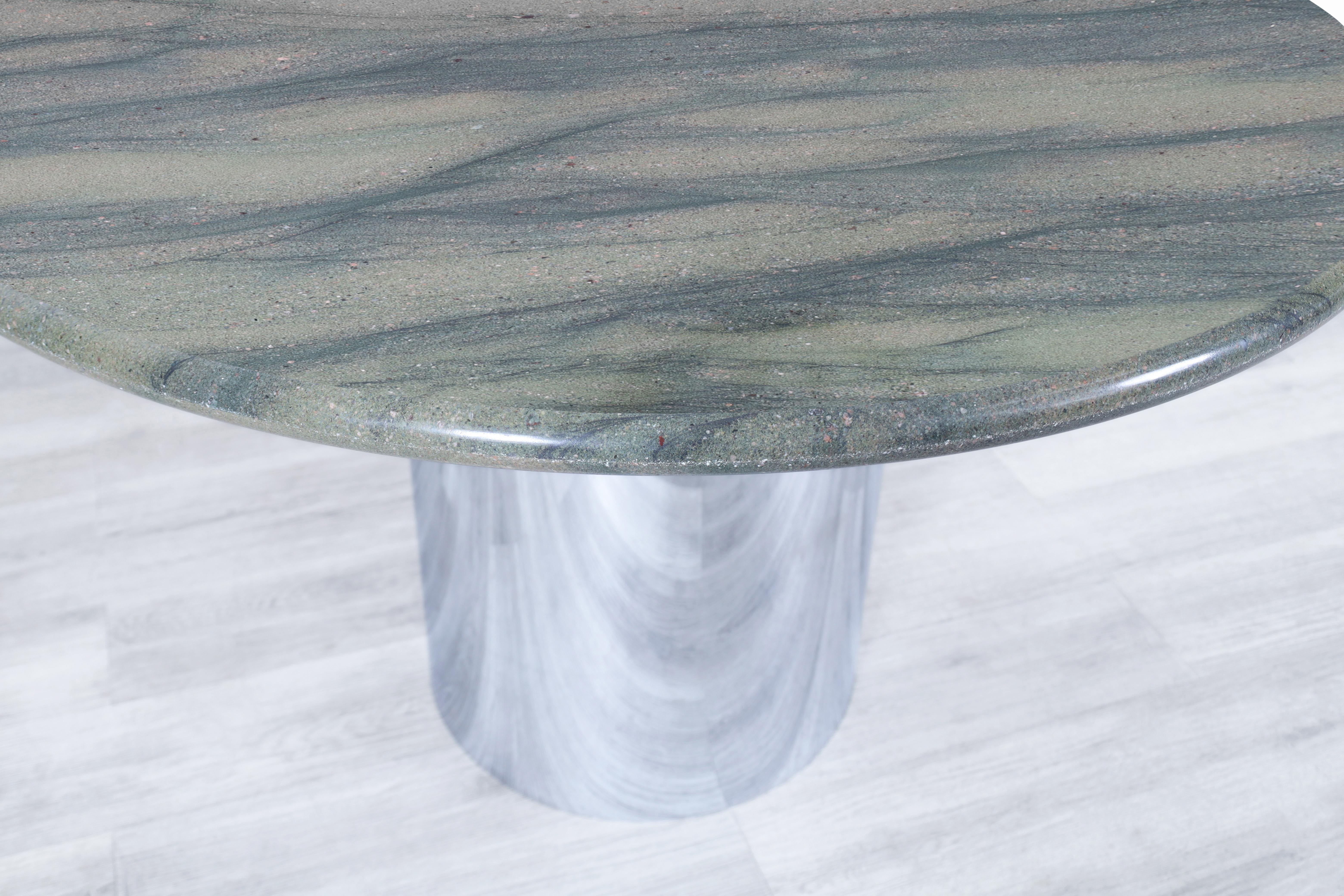 Late 20th Century Vintage Marble and Stainless Steel Round Dining Table For Sale