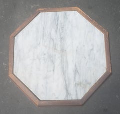 Vintage Marble and Walnut Bobbin Turned Legs Stand