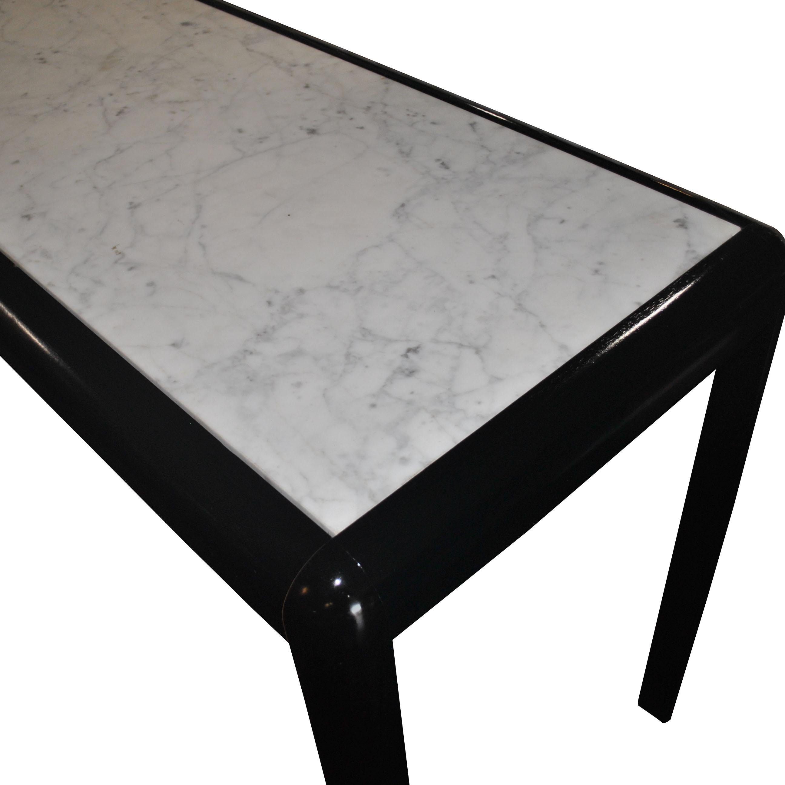 Mid-Century Modern Vintage Marble and Wood Console Table For Sale