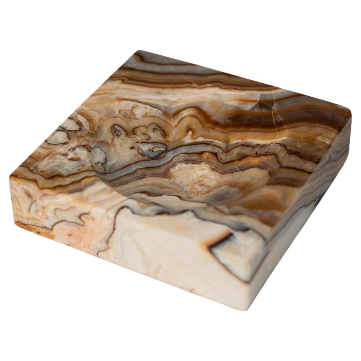 Vintage Marmor Aschenbecher - Beige, Schwarz, Braun marmoriert, Italien, 1970er