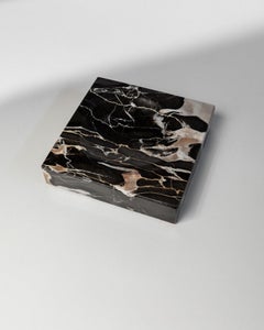 Vintage Marble Ashtray - Black, Beige and White Marbled, 1970s