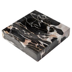 Cenicero vintage de mármol - Negro, beige y blanco jaspeado, años 70