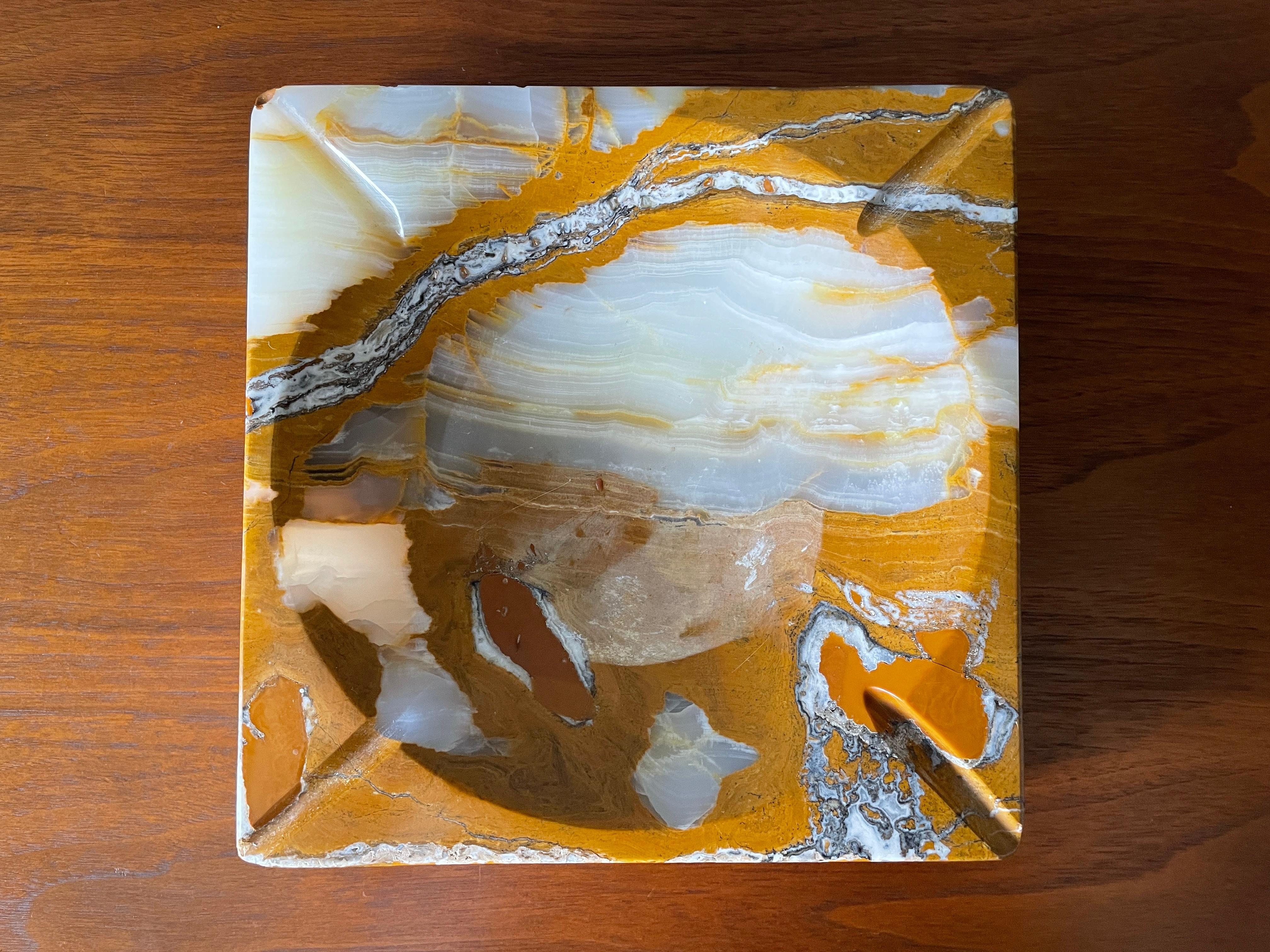 Mid-Century Modern Vintage Marble Ashtray by Peter Pepper Products circa 1970s 