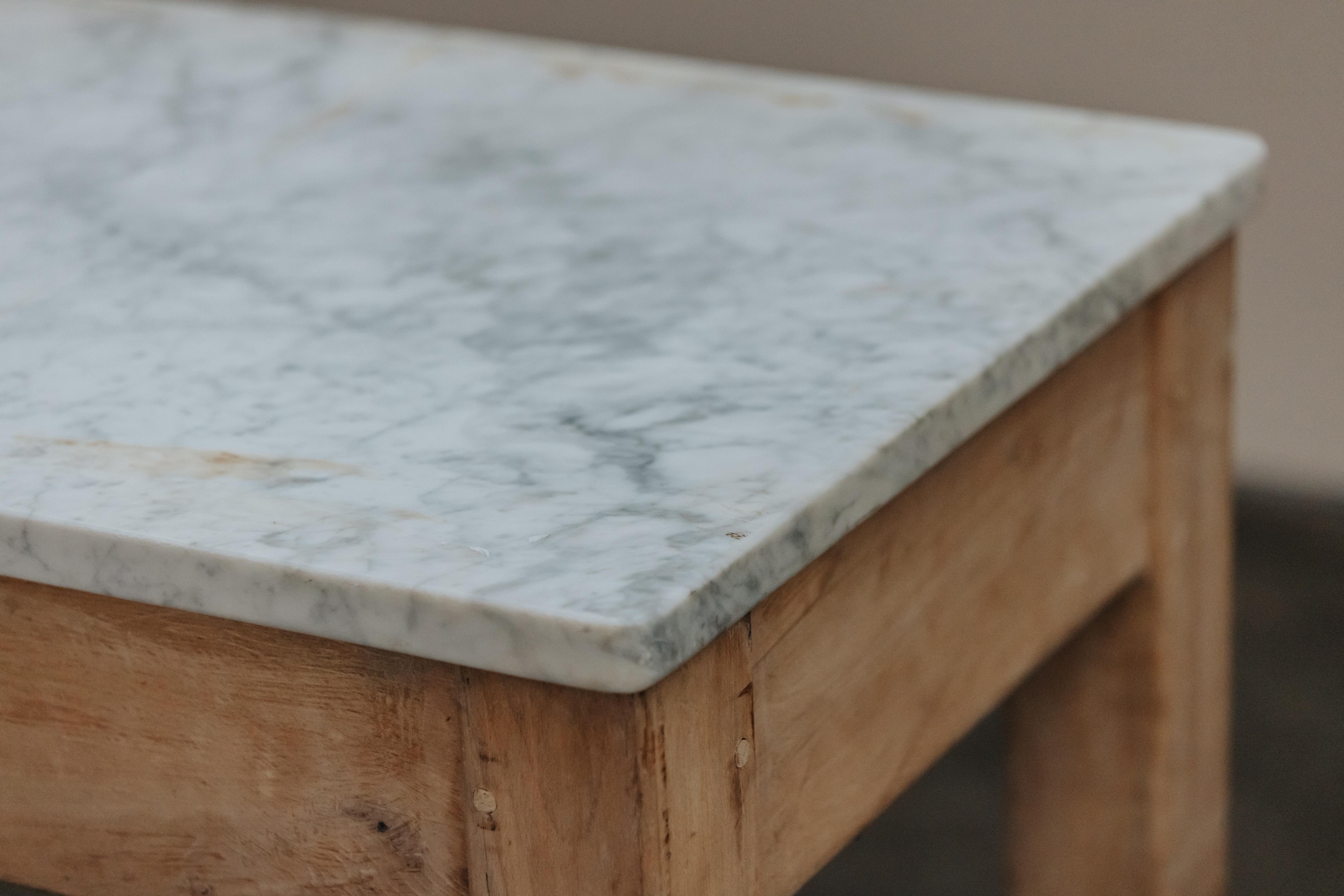 Vintage Marble Bakery Console Table From France, Circa 1940 In Good Condition For Sale In Nashville, TN