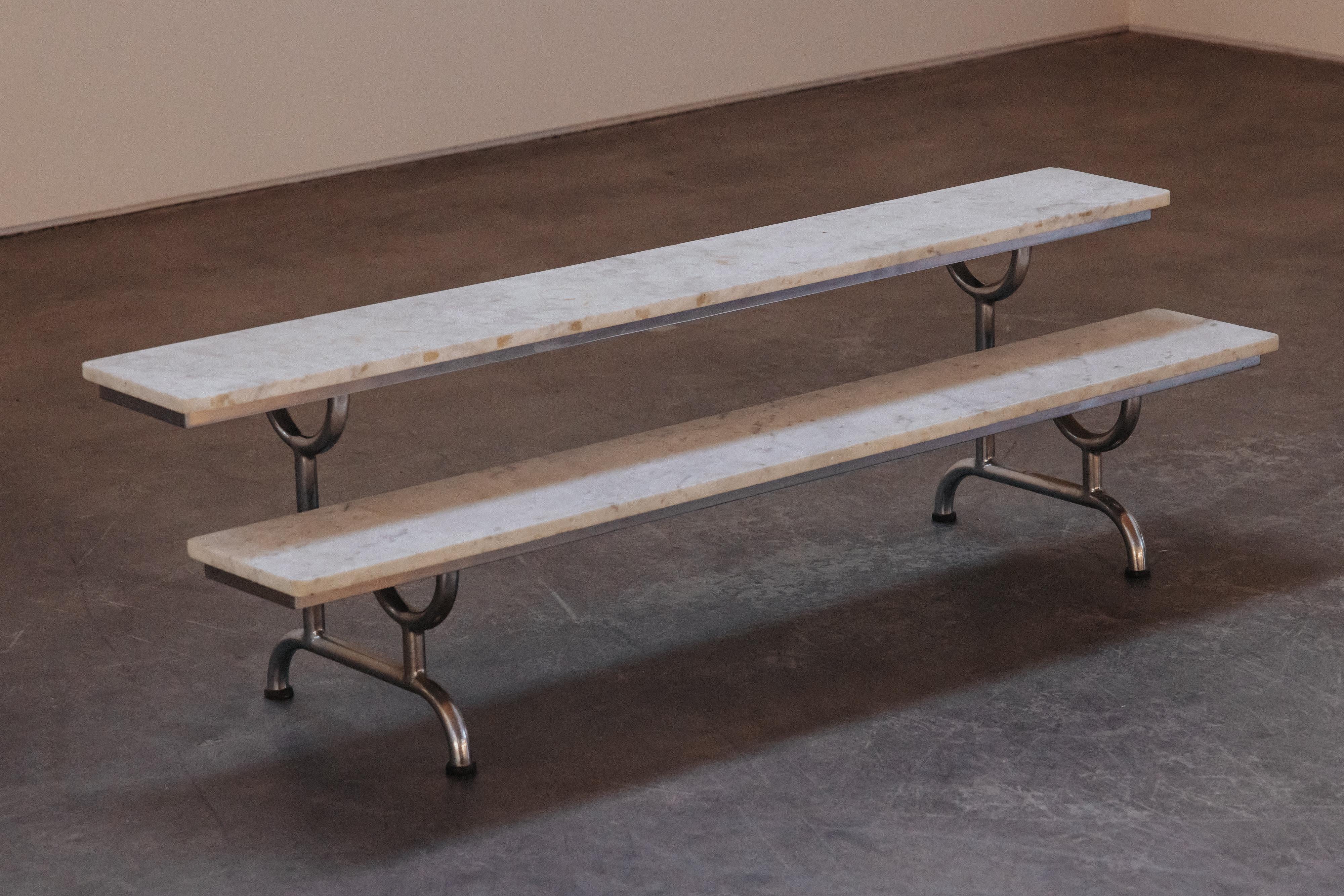 European Vintage Marble Bakery Table From France, Circa 1950 For Sale