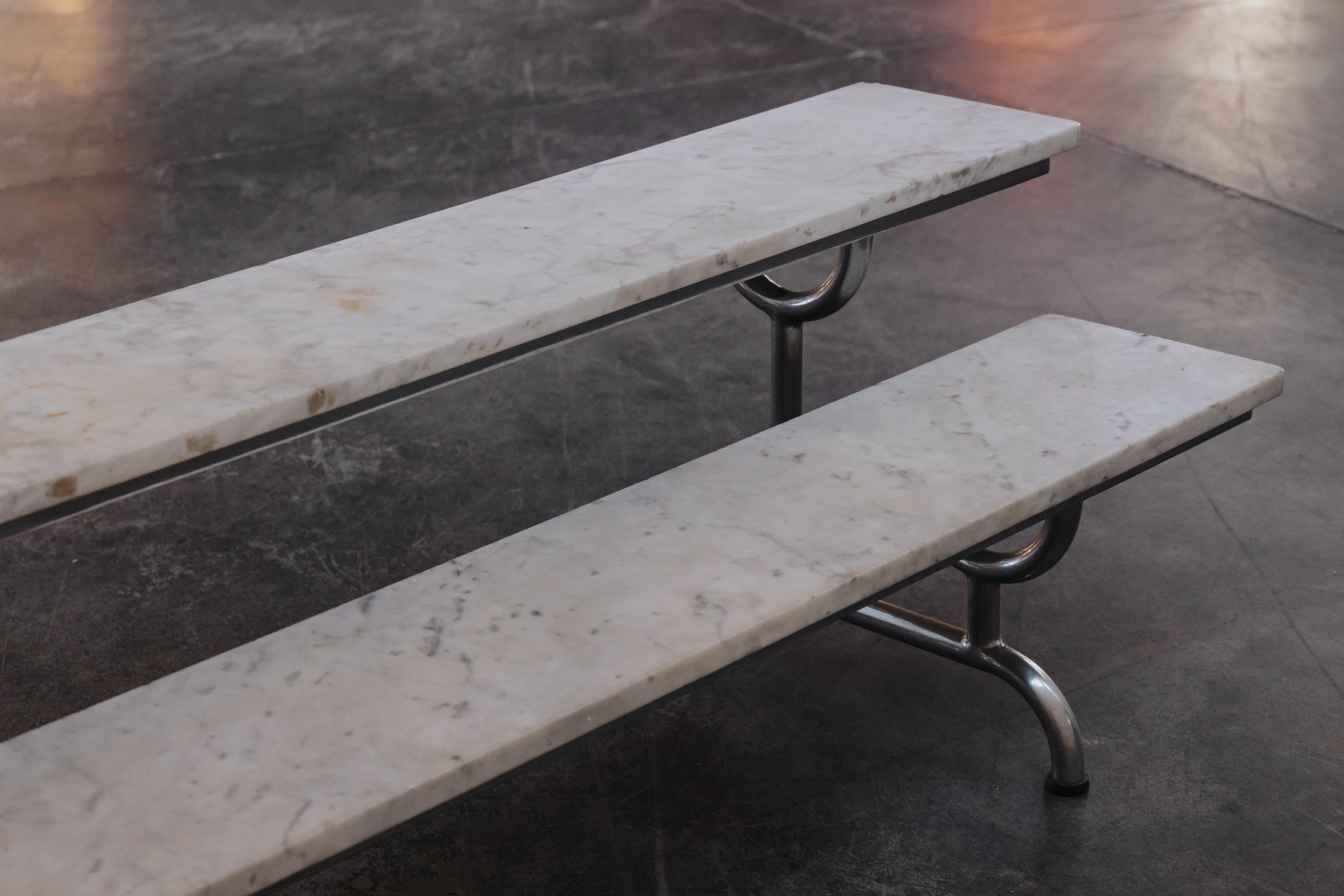 Vintage Marble Bakery Table From France, Circa 1950 In Good Condition For Sale In Nashville, TN