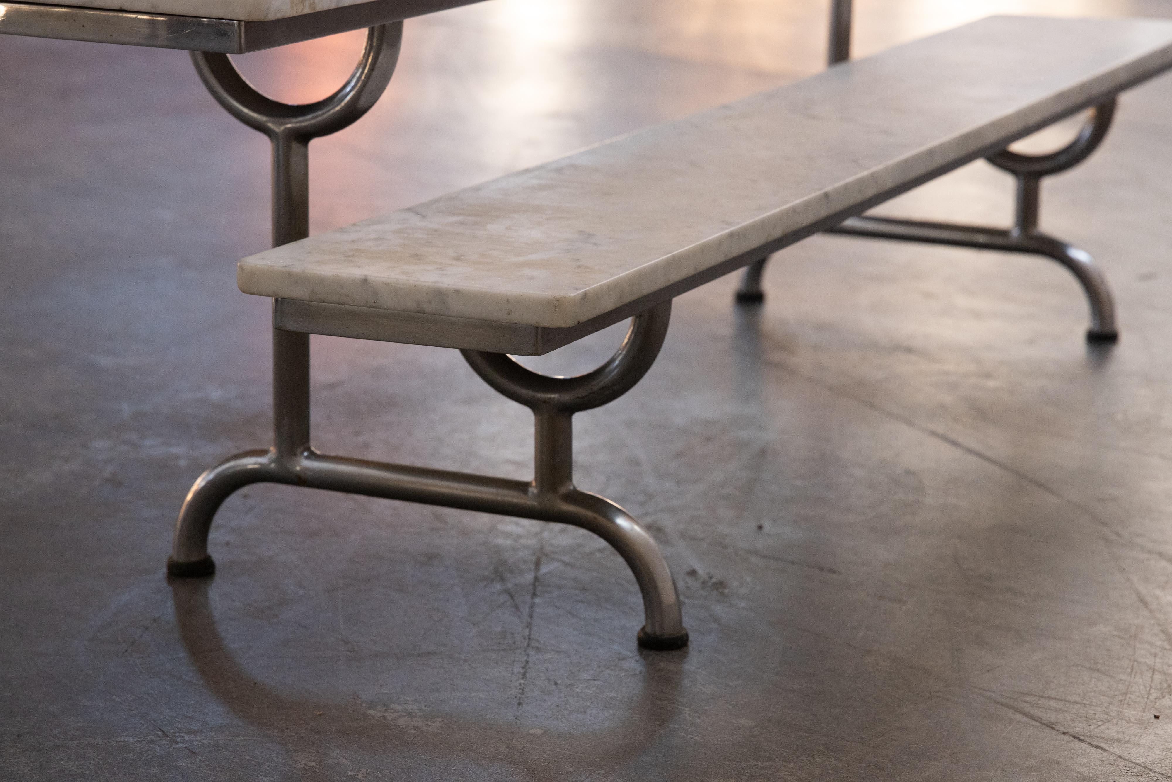 Mid-20th Century Vintage Marble Bakery Table From France, Circa 1950 For Sale