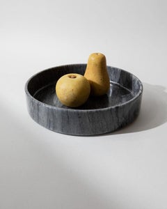 Vintage Marble Bowl, Large Dark Grey Stone Fruit Bowl, 1970s