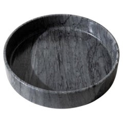 Vintage Marble Bowl, Large Dark Grey Stone Fruit Bowl, 1970s