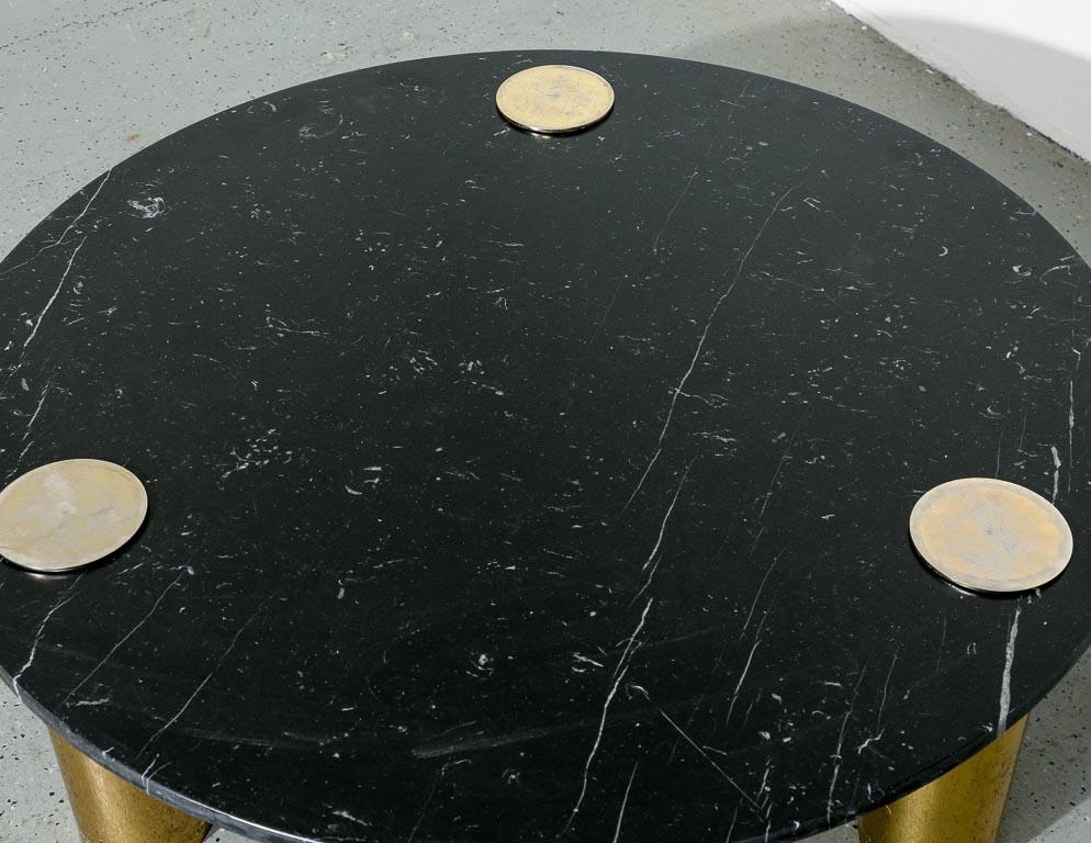Vintage Marble + Brass Coffee Table In Good Condition For Sale In Brooklyn, NY