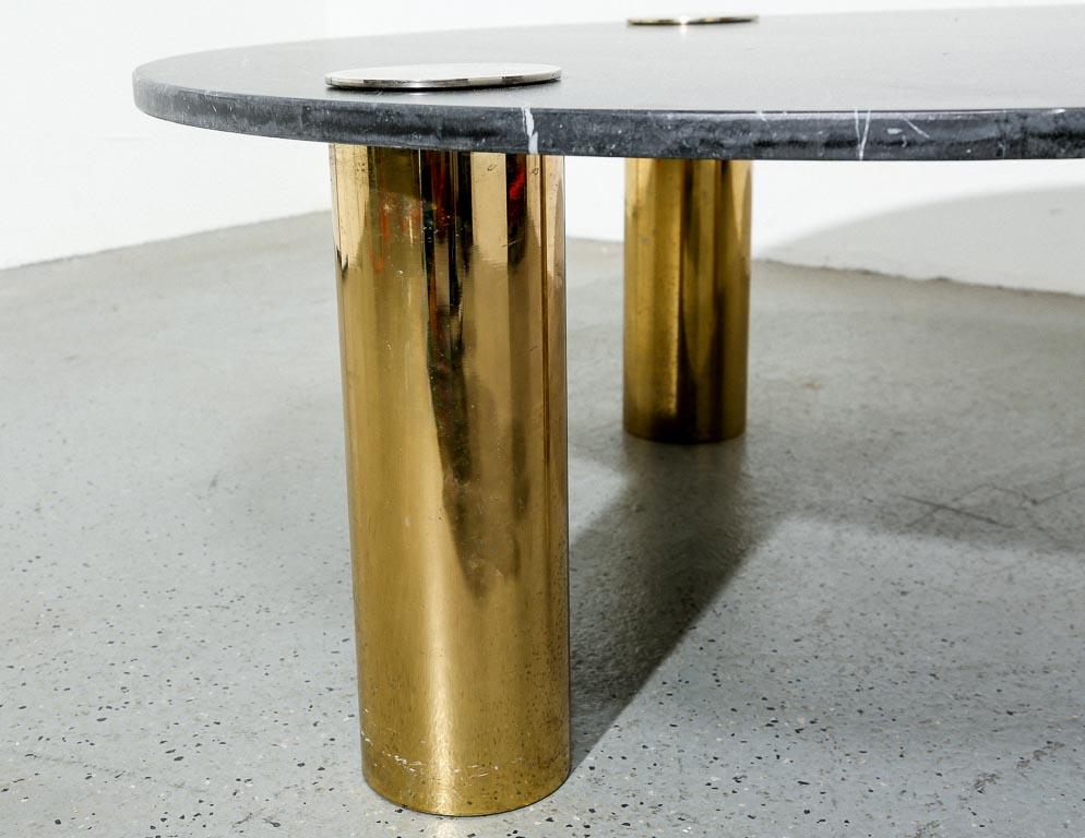 Vintage Marble + Brass Coffee Table For Sale 1