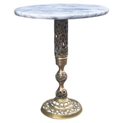 Vintage Marble & Brass Side Table:: 1970s