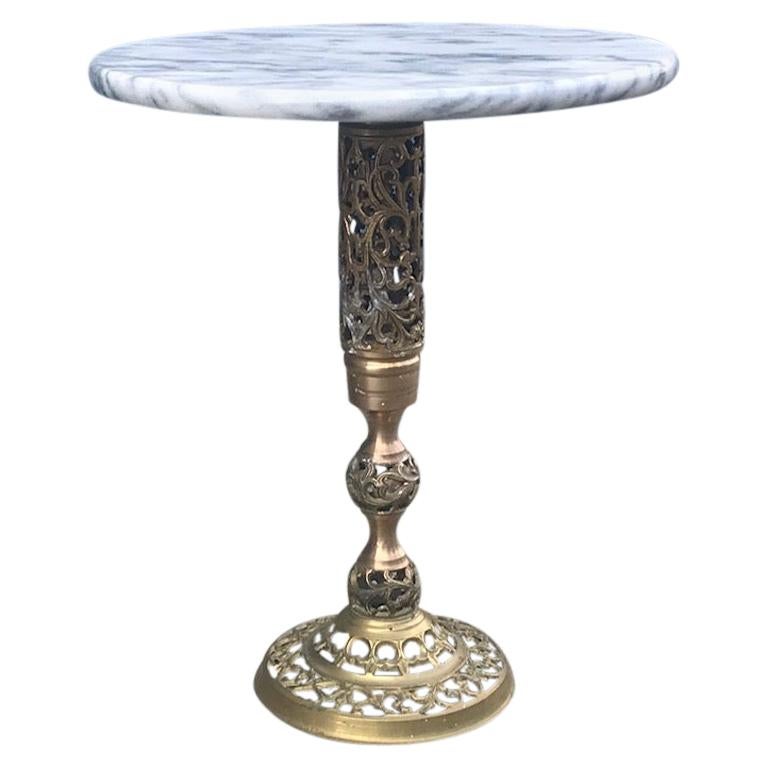 Vintage Marble and Brass Side Table, 1970s at 1stDibs