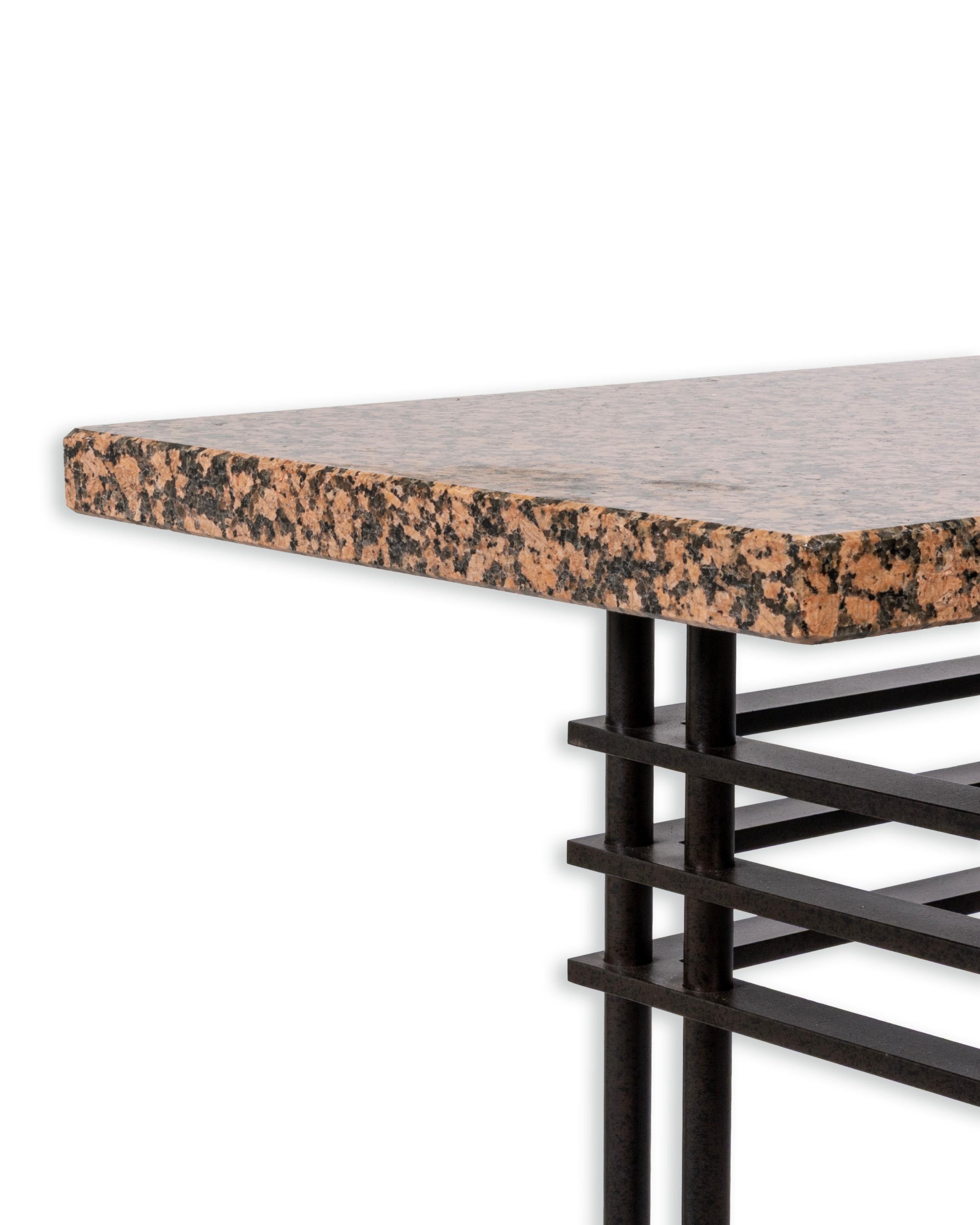 Vintage Marble & Bronze Console Table Attributed To Jean Michael Wilmotte In Good Condition For Sale In Keego Harbor, MI