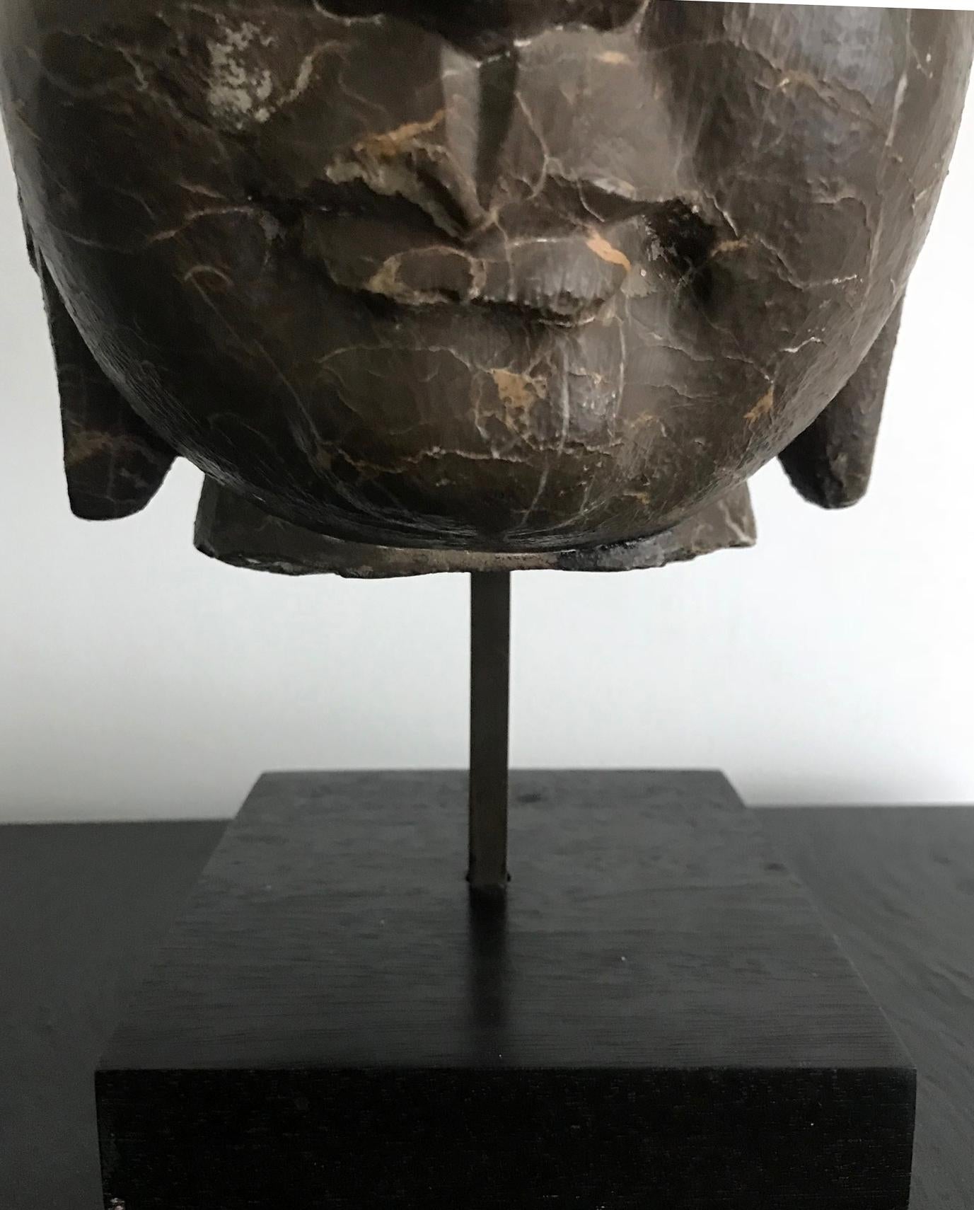 Vintage Marble Buddha Head on Stand 3