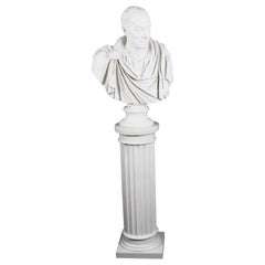 Vintage Marble Bust and Pedestal Roman Statesman Julius Caesar, 20th Century