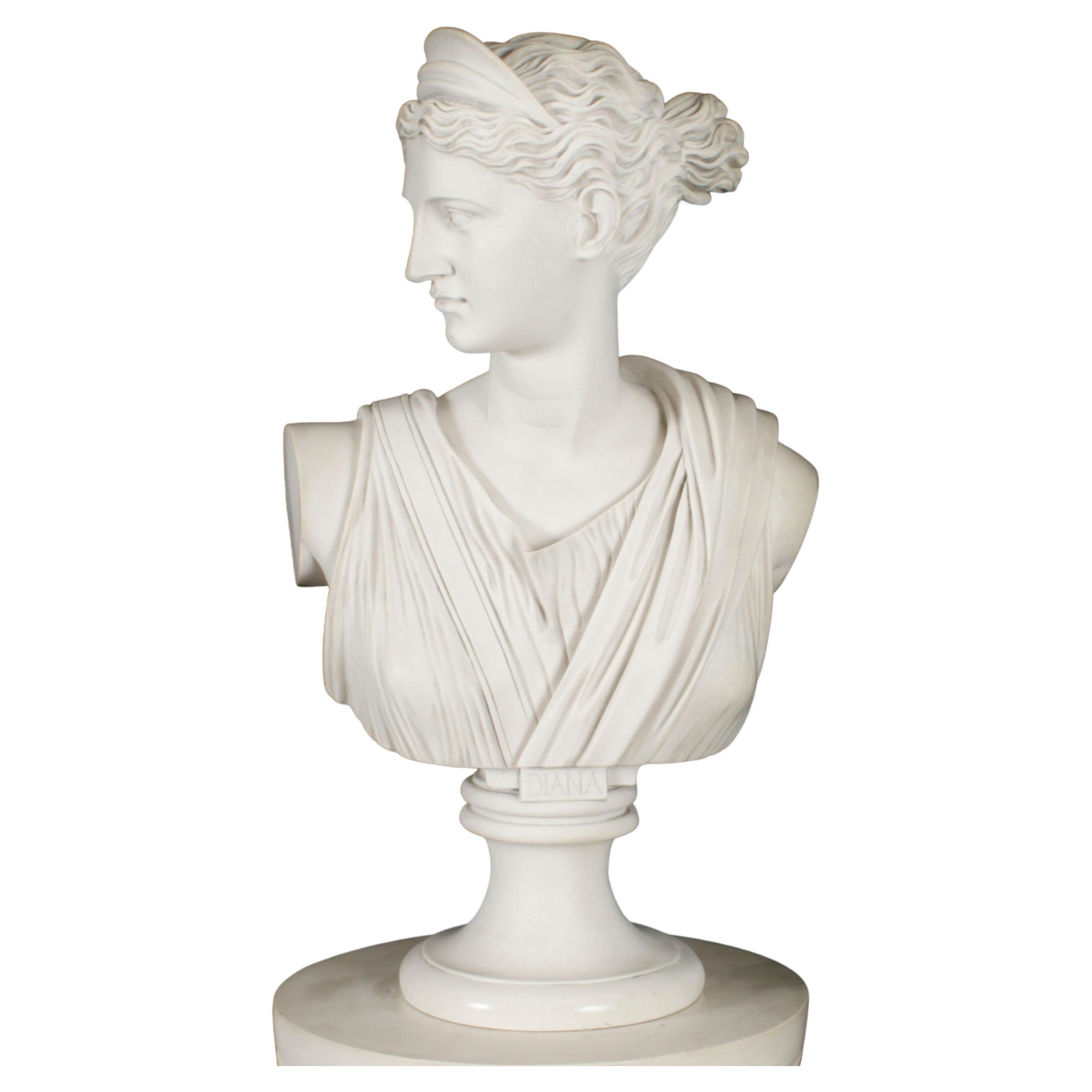 Vintage Marble Bust Diana, 20th Century