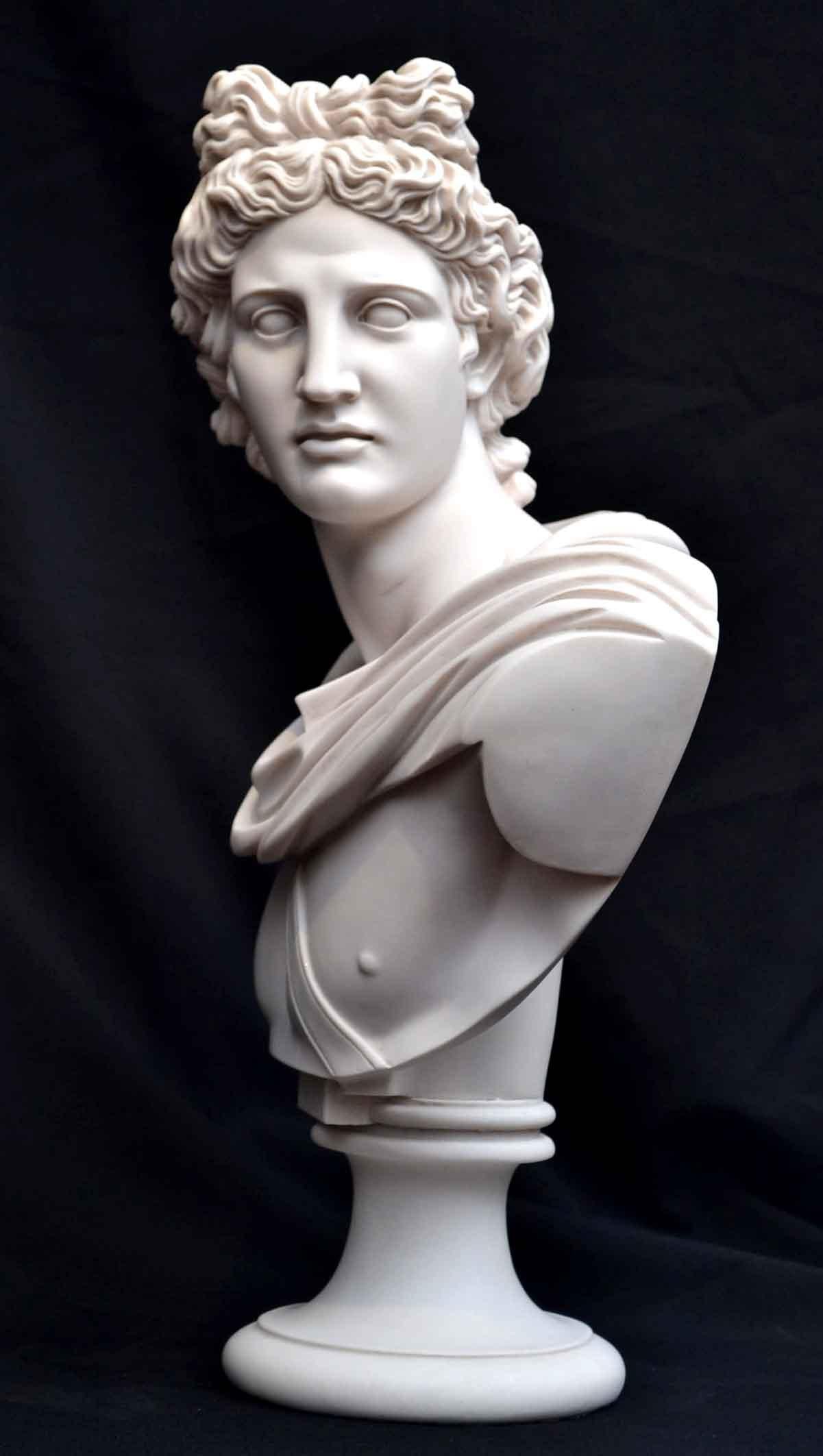 Vintage Marble Bust of Greek God Apollo 20th C 3