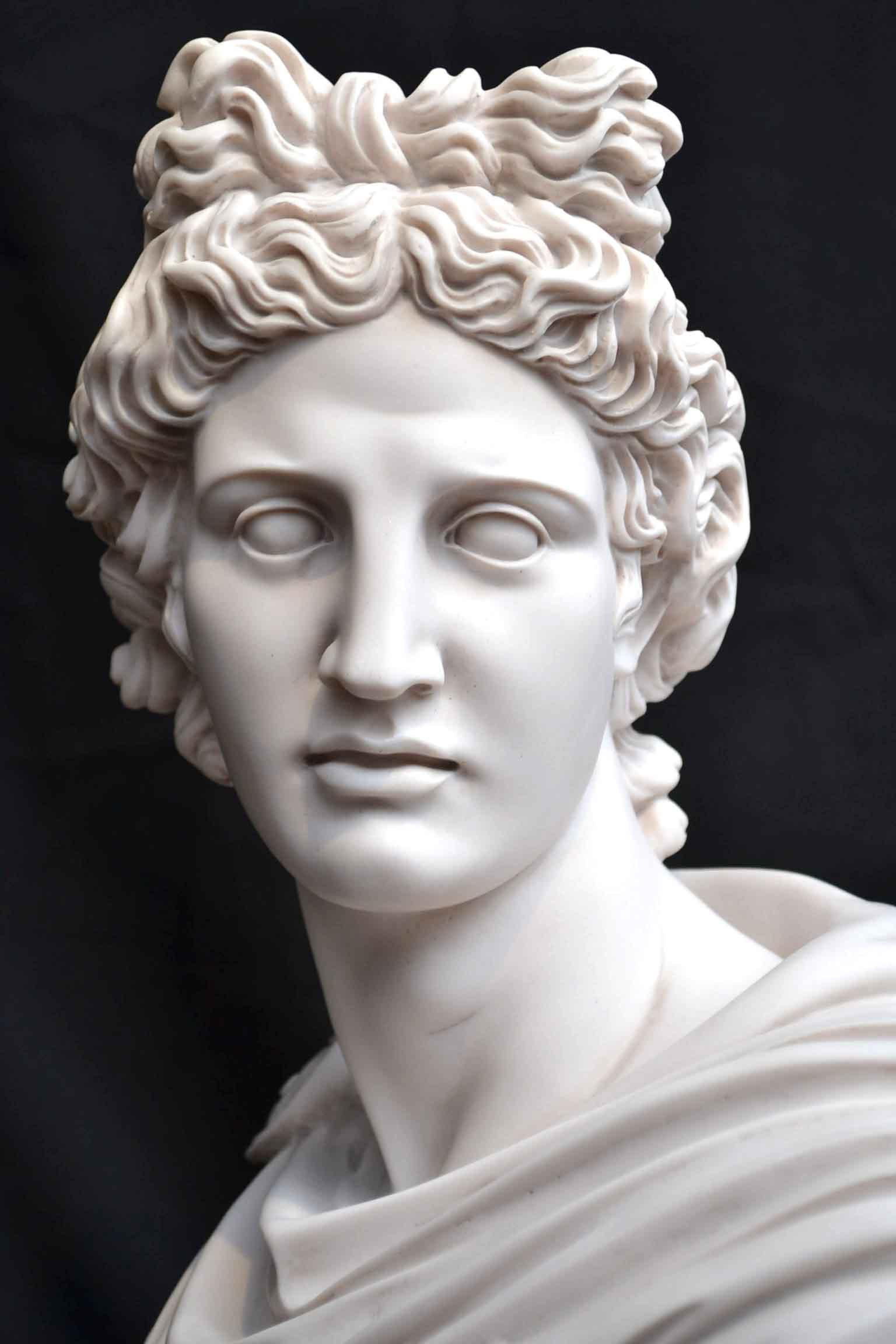 Vintage Marble Bust of Greek God Apollo 20th C 4