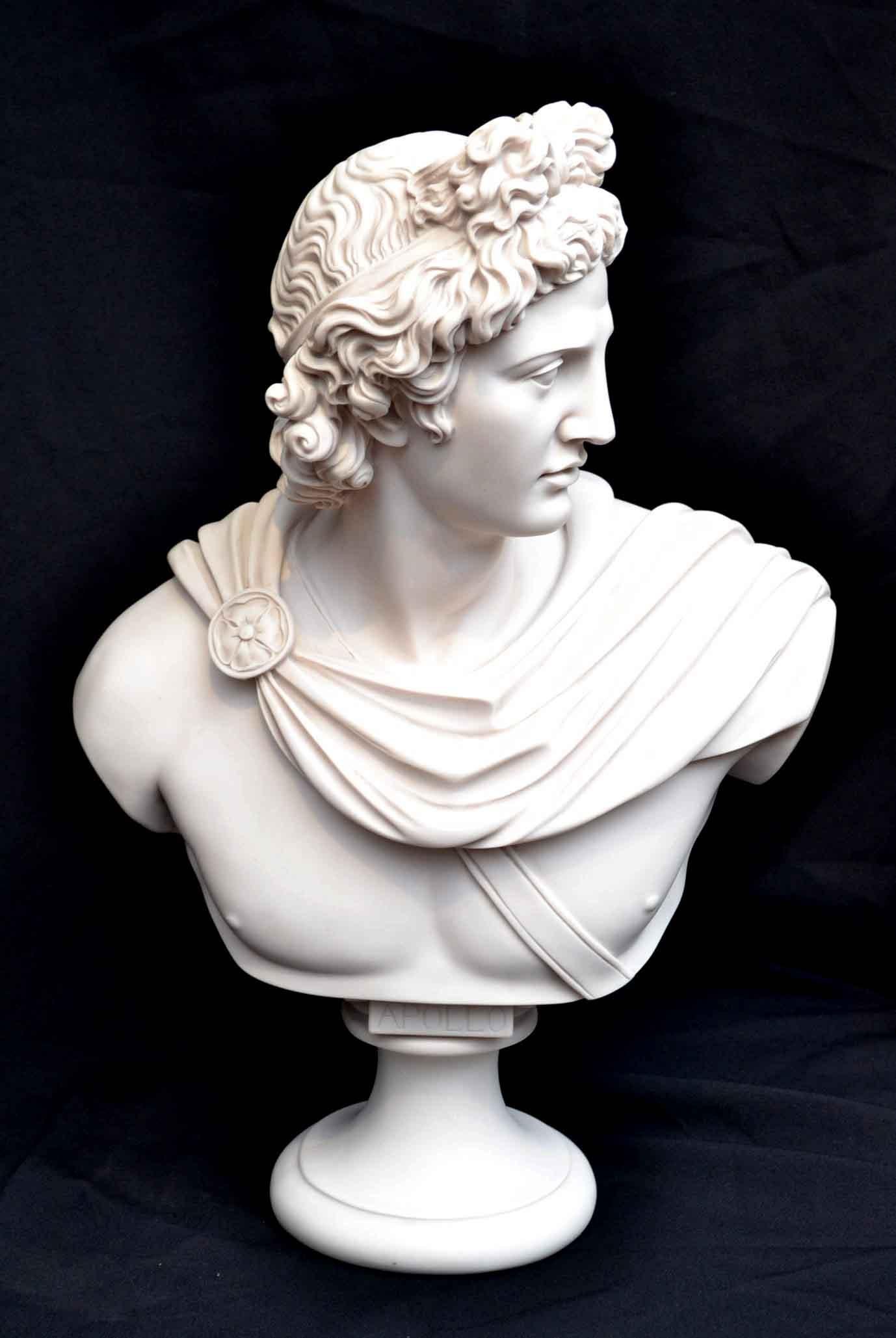 Vintage Marble Bust of Greek God Apollo 20th C 5
