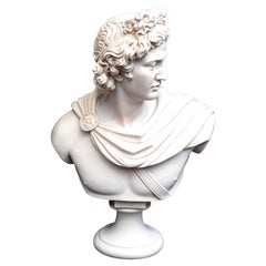 Vintage Marble Bust of Greek God Apollo 20th C