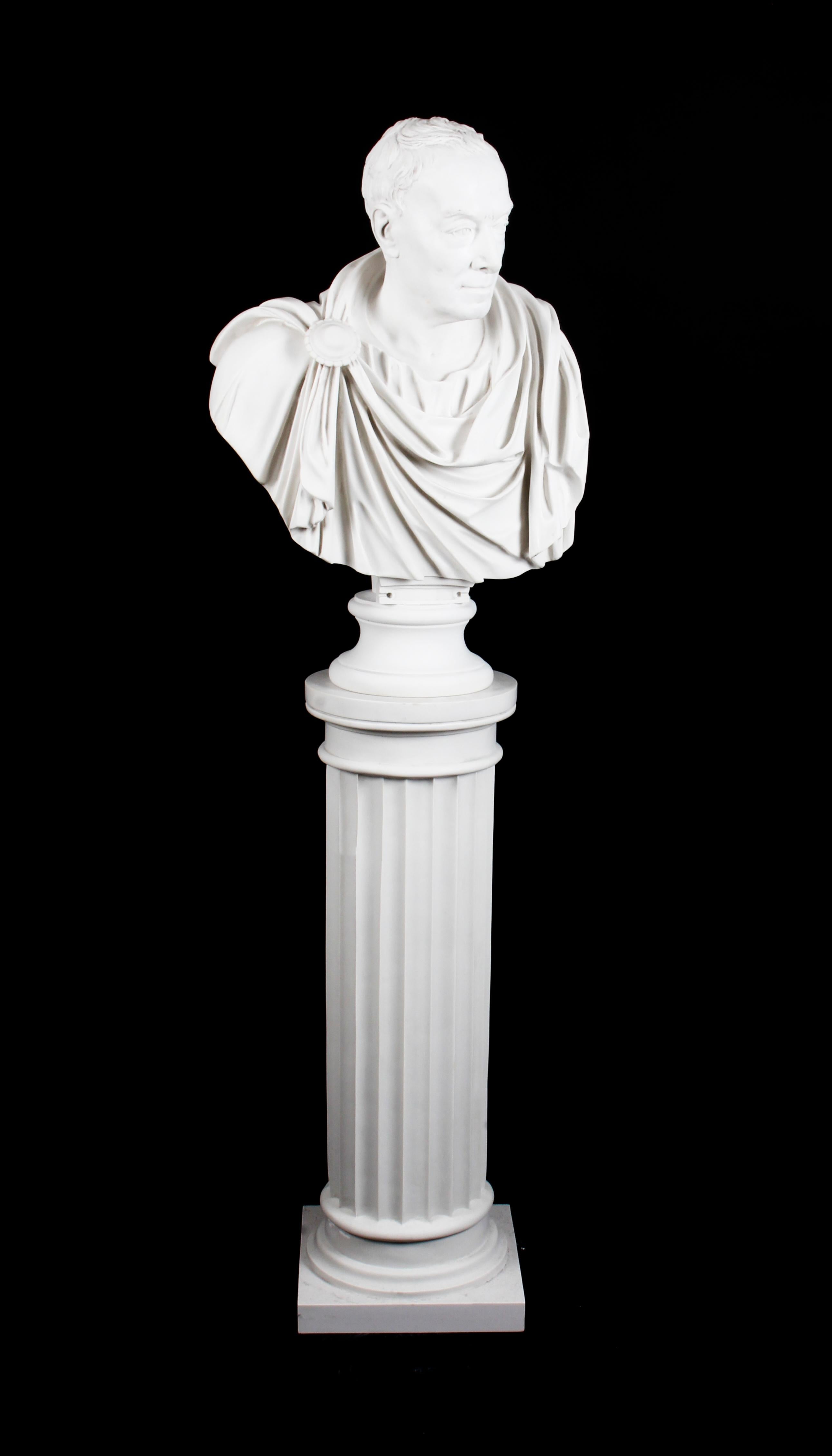 Vintage Marble Bust and Pedestal Roman Statesman Julius Caesar, 20th Century 13