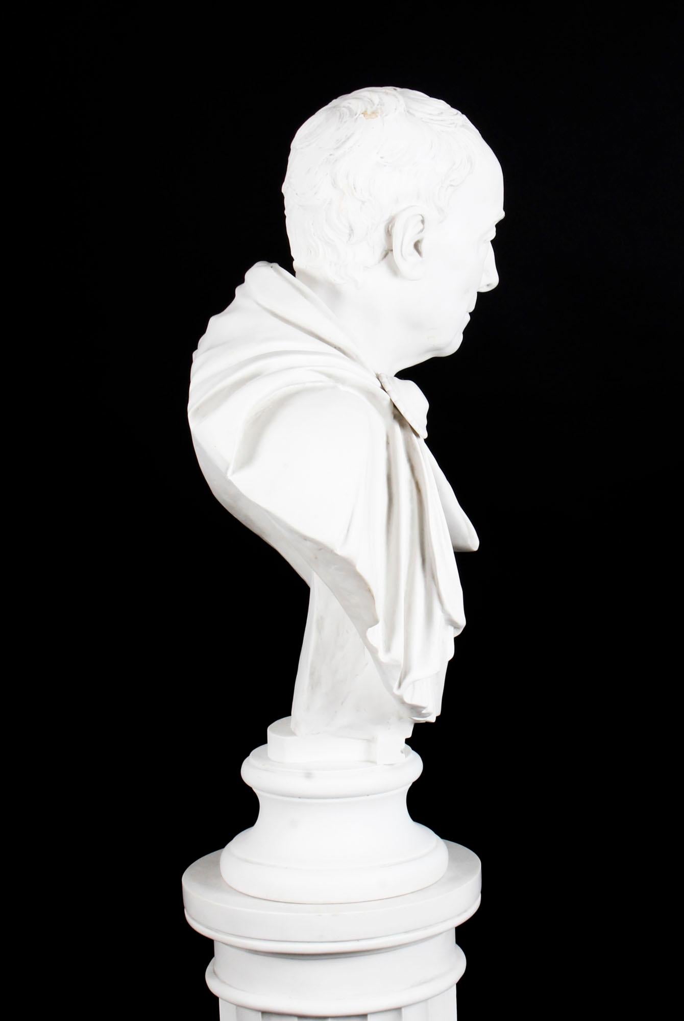 Vintage Marble Bust and Pedestal Roman Statesman Julius Caesar, 20th Century 4