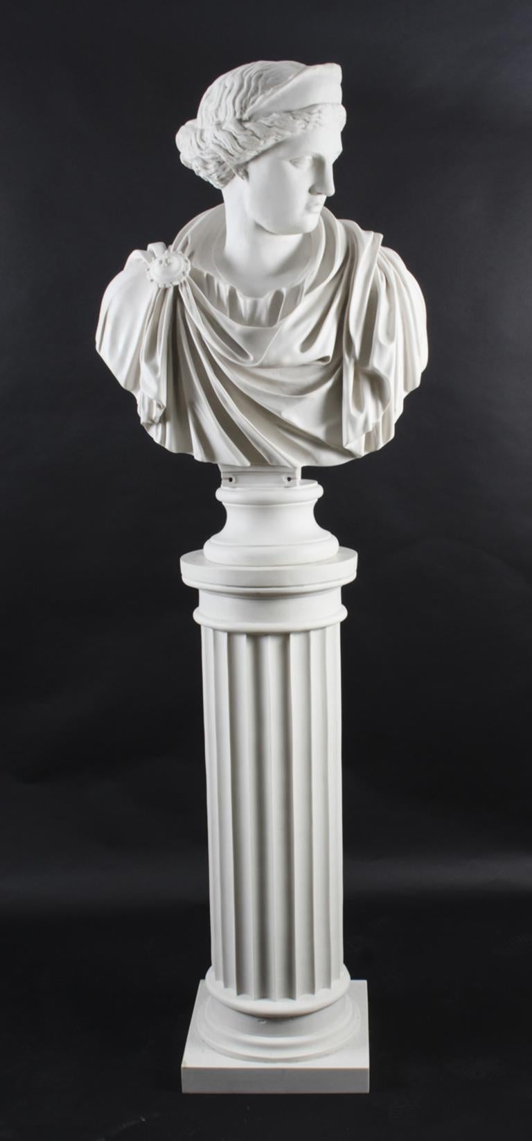 Vintage Marble Bust Roman Goddess Diana, Late 20th Century 12