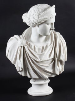 Vintage Marble Bust Roman Goddess Diana, Late 20th Century