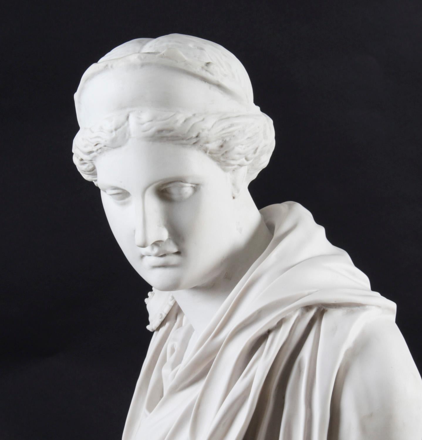 Vintage Marble Bust Roman Goddess Diana, Late 20th Century 3
