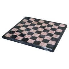 Vintage Marble Chess Board in Black and Rosé Stone, Square Game Board