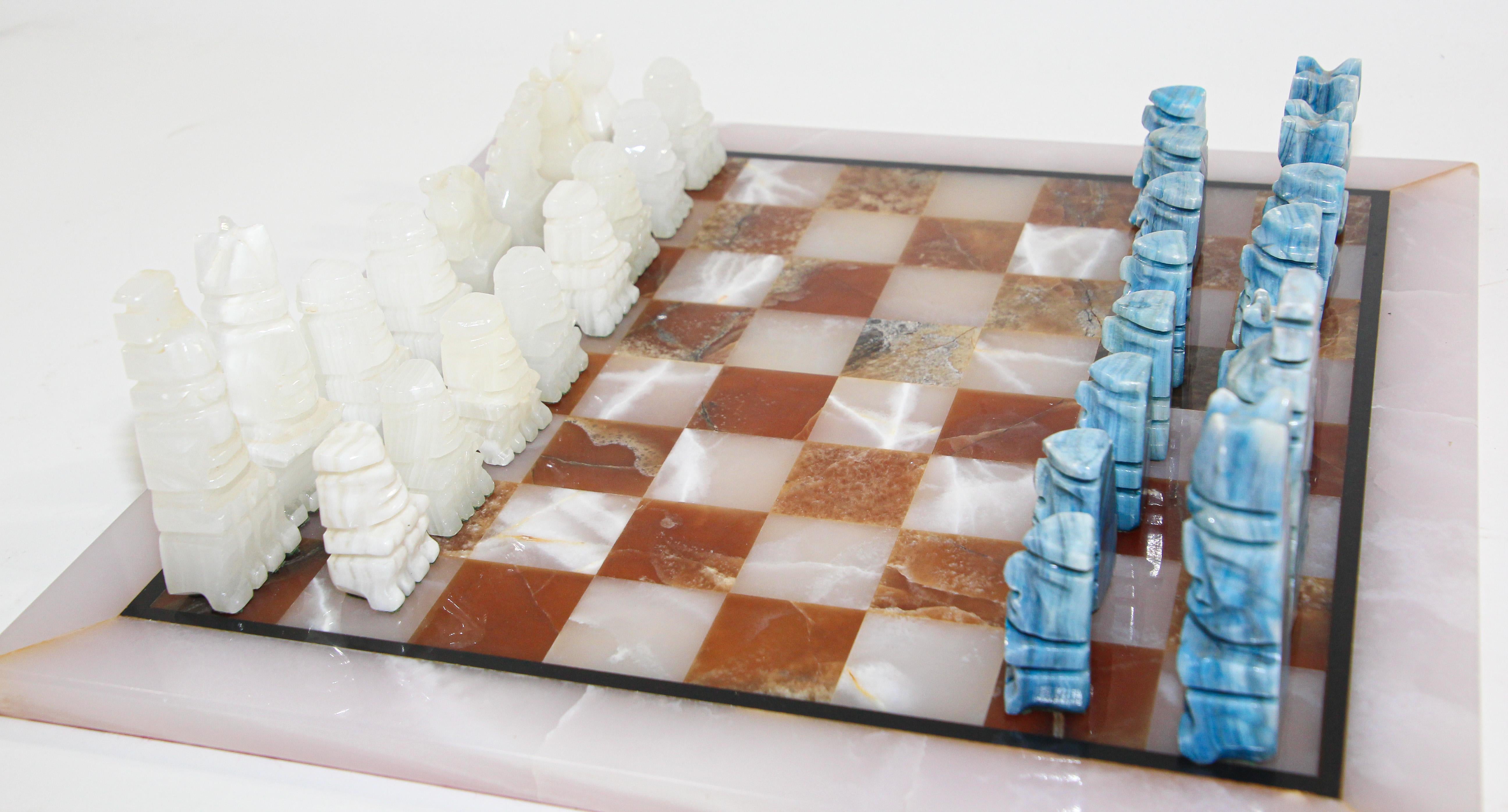 Onyx Marble Carved Chess Set Piece Turquoise Blue Pawn 