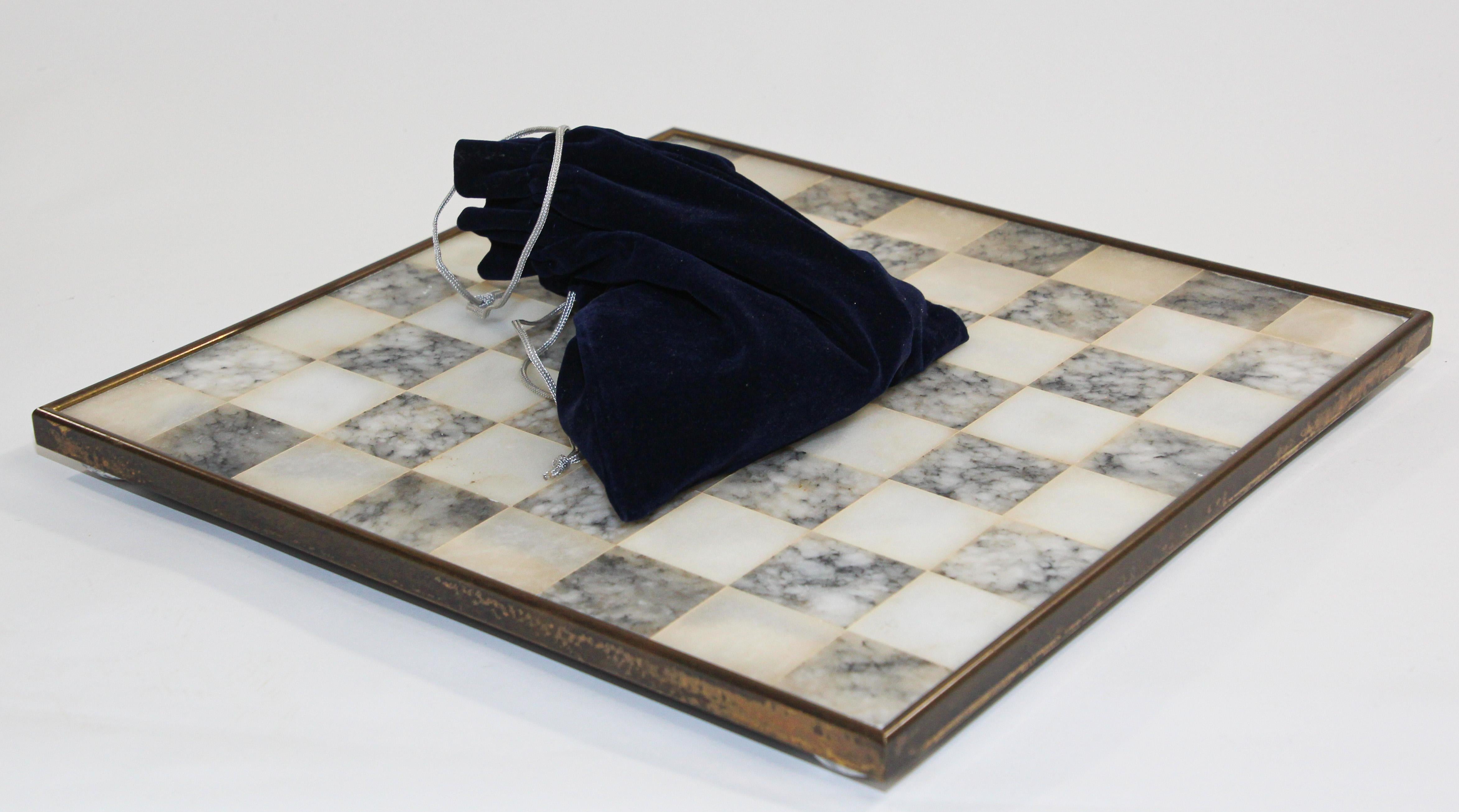 Vintage Marble Chess Board with Metal Greek against Roman Chess Pieces 3