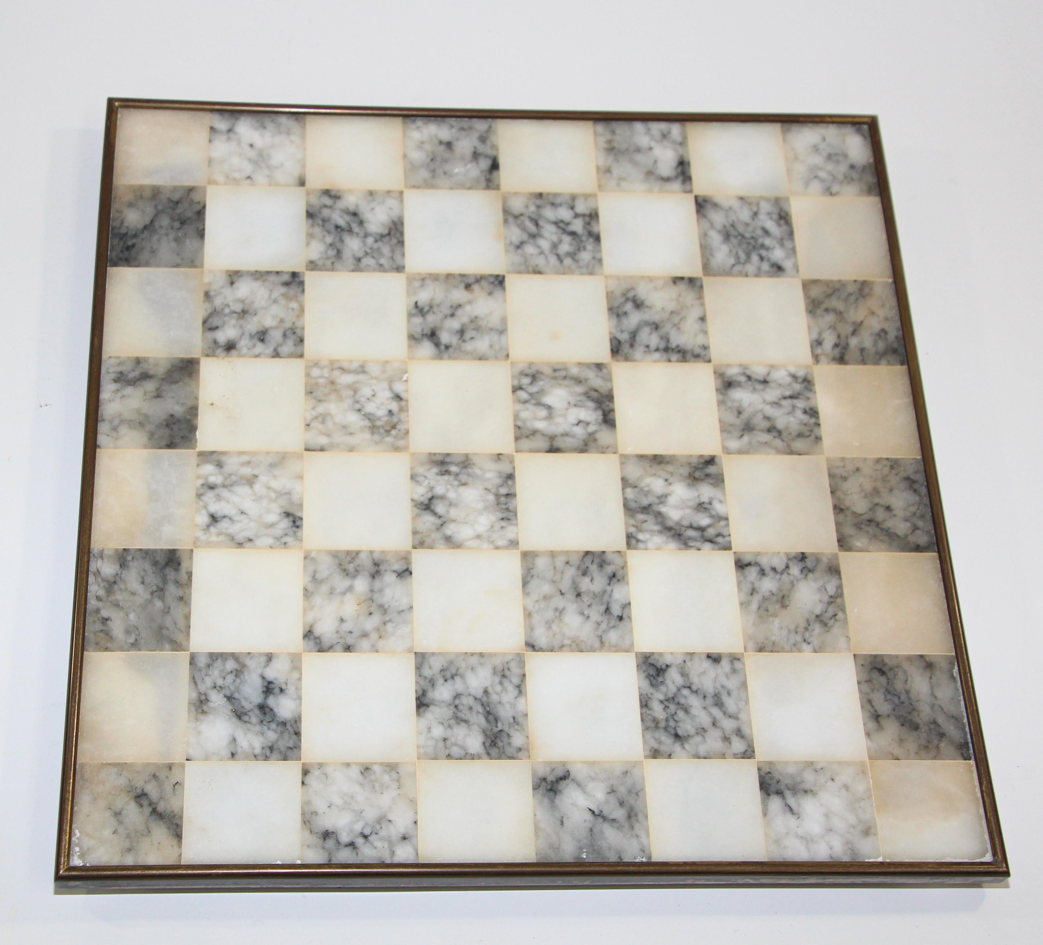 Vintage Marble Chess Board with Metal Greek against Roman Chess Pieces 7
