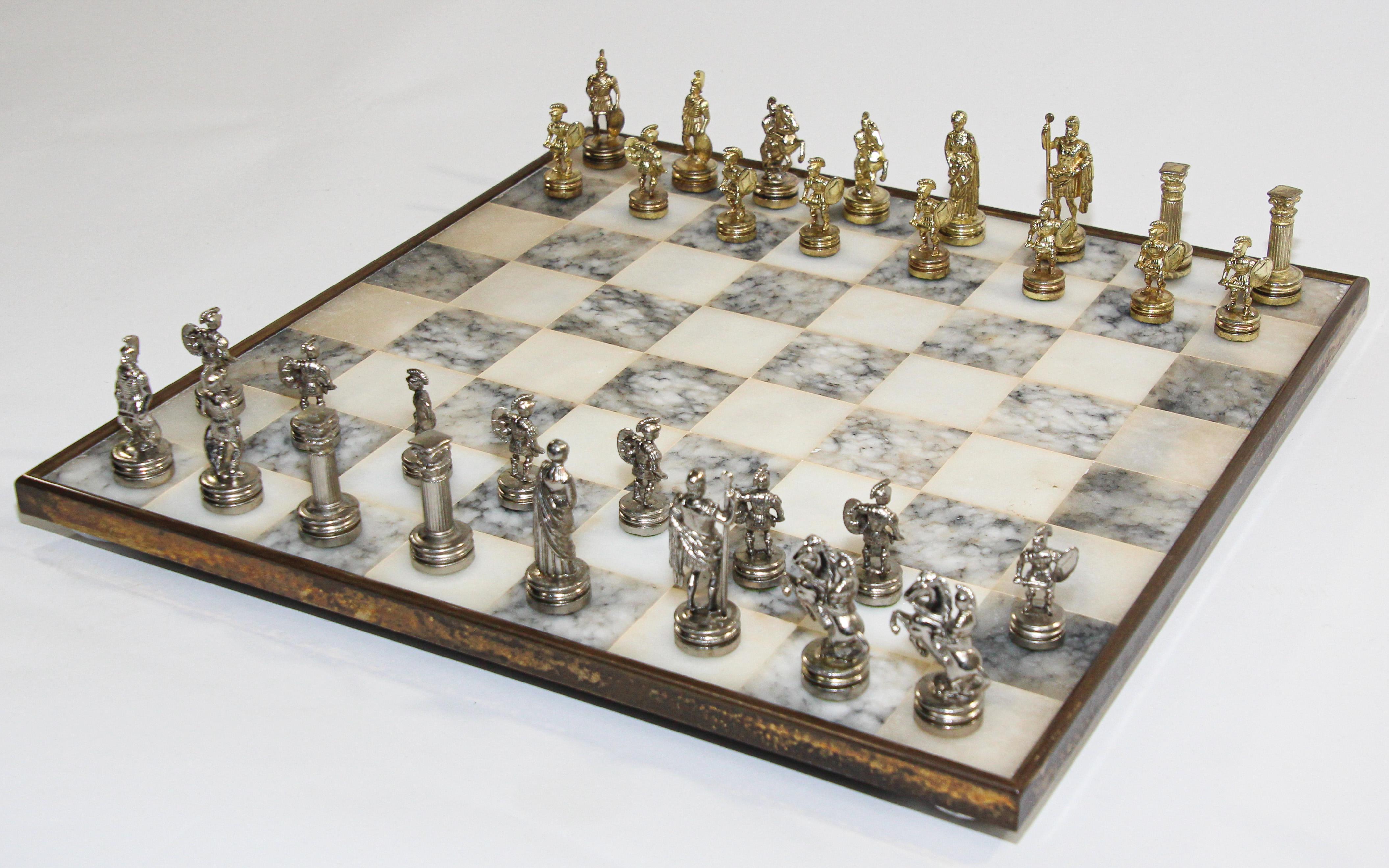 Chess Board Marble Greek Handmade Unique Piece