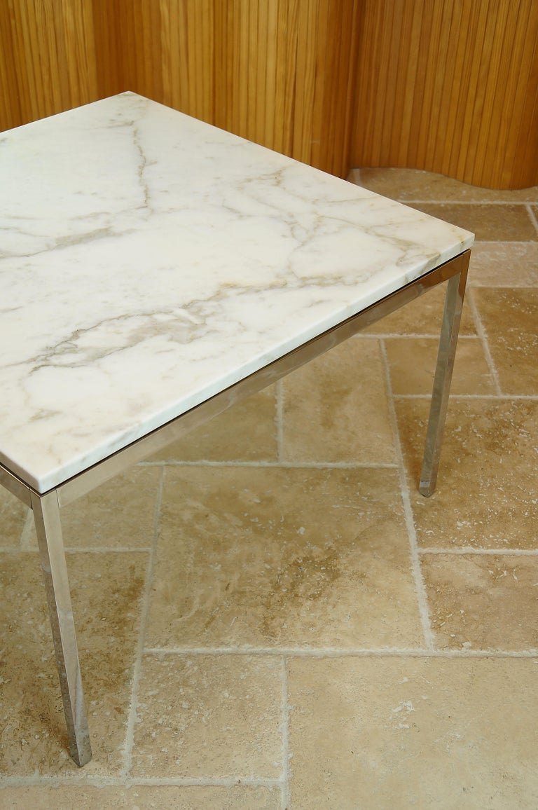 Vintage Marble Chrome Square Coffee Table by Florence Knoll, 1960s