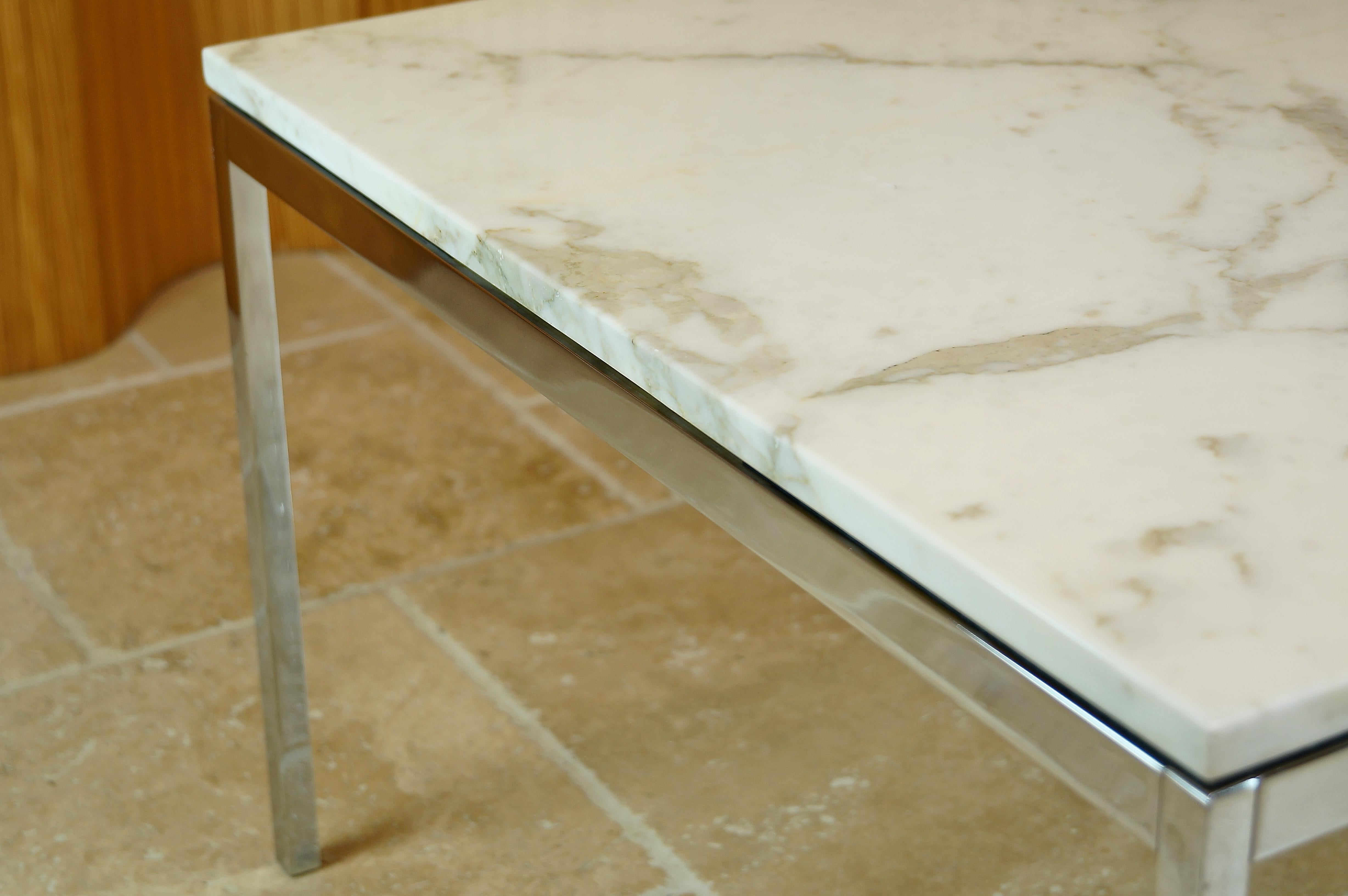 Vintage Marble Chrome Square Coffee Table by Florence Knoll, 1960s Midcentury In Good Condition In Huddersfield, GB